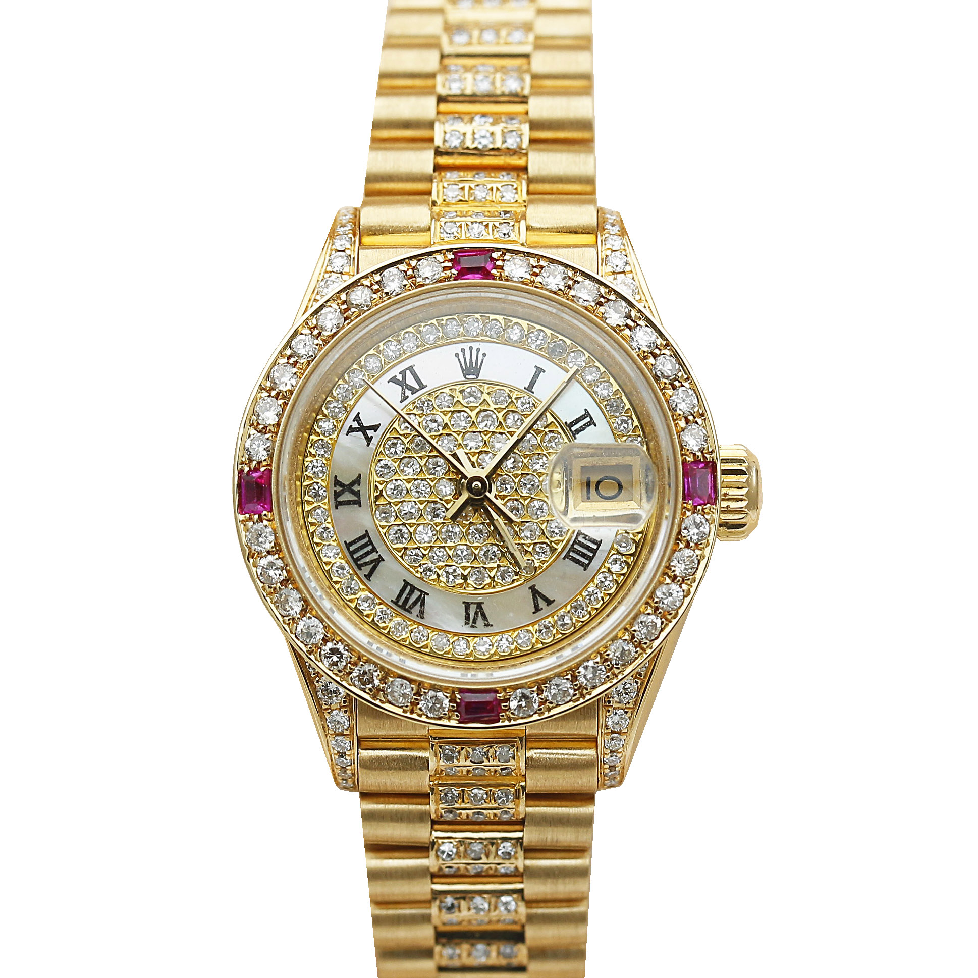 正品女金劳[9.8新]劳力士日志型满天星后镶钻自动机械女表69178