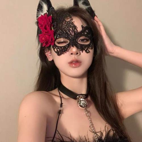 化妆舞会蒙面半脸面具性感蕾丝镂空眼罩成人女饰品面具套装配饰