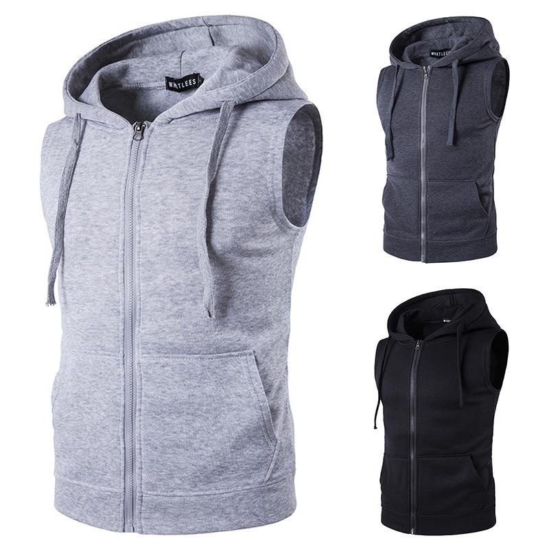 Sweatshirt Sweatshirt Hooded Jacket Zipper Men Vest Pocket