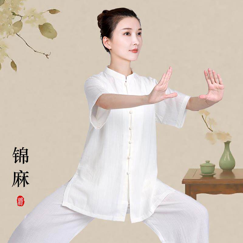 小和山太极服女2026新款麻太极拳八段锦练功服装男夏季薄款短袖