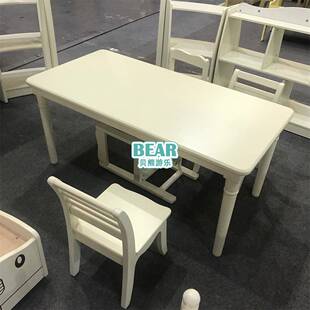 直销早教儿童白色欧式 贵族桌椅白色哑光烤漆学习桌六人长方桌