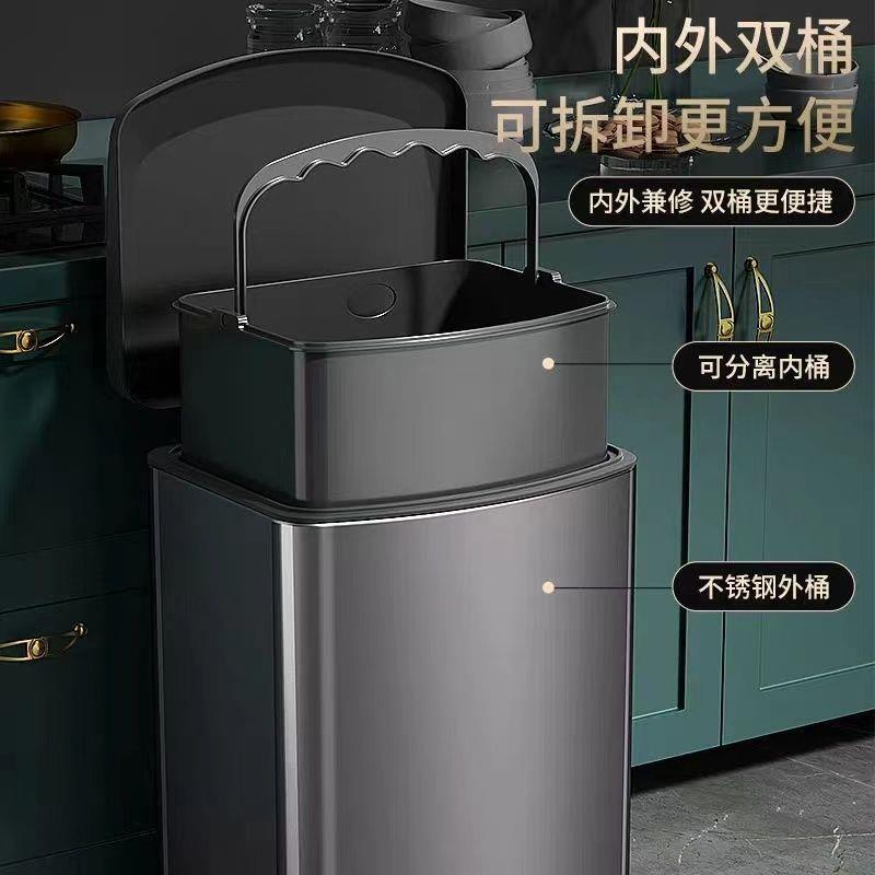 不锈房钢垃DD102128圾桶脚踏式正厨客厅室家用方形带盖卧垃圾筒