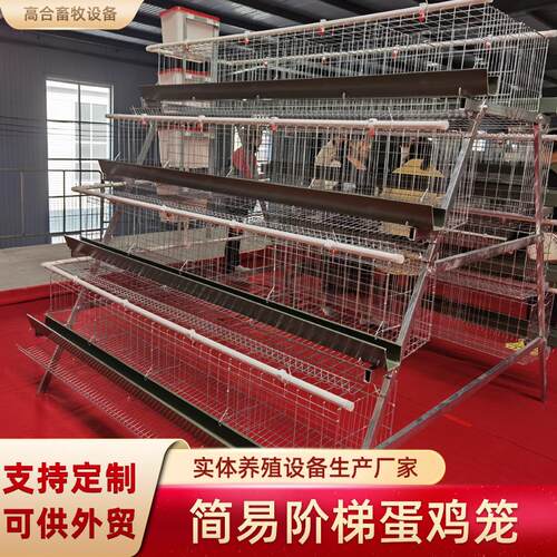 四层四门阶梯式蛋鸡笼农用家禽蛋鸡笼食槽养殖蛋鸡笼机械设备