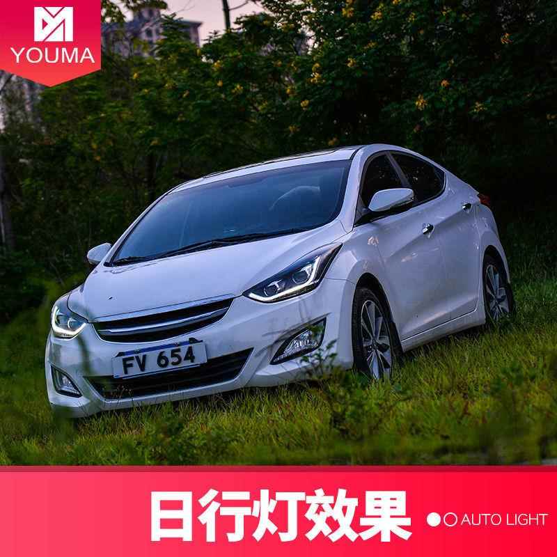 L专用于现代朗动大灯总成改装LED大灯LED日灯D转行向灯双光EFZZ透