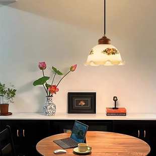 田园风餐厅吧台餐桌灯创意茶室日式 吊灯卧室床头灯复古玻璃吊灯