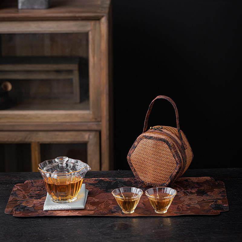 磐皿｜茶壶茶杯收纳袋竹编茶具加厚小号茶事包收纳盒便携旅行茶具