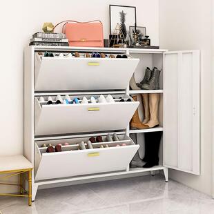 24cm超薄双层钢制鞋柜玄关柜挂墙翻斗带门铁艺北欧大容量家用落地