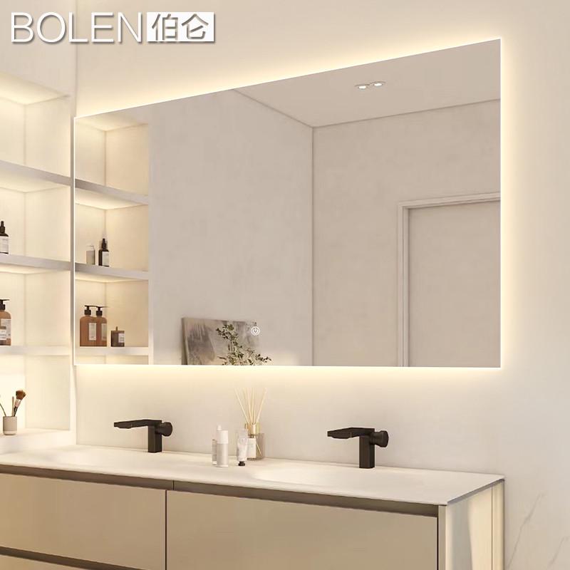 BOLEN方形智能浴室镜LED灯镜子卫生间壁挂墙触摸人体感应酒店批发