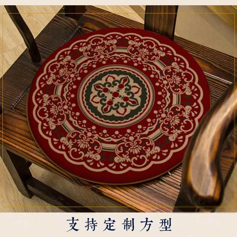 中式圆形椅垫餐椅鼓凳坐垫古筝凳子圈椅藤椅茶椅圆凳椅子印花垫子图片