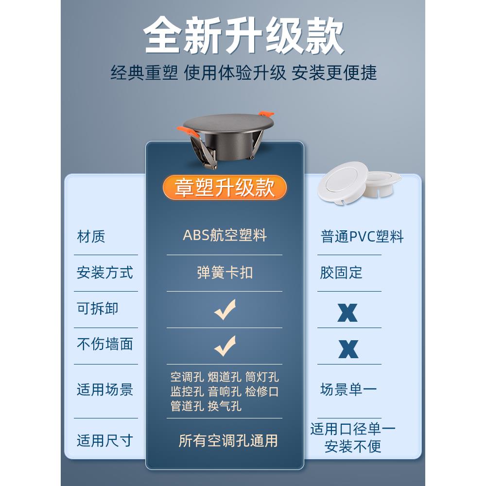 50堵空调密圆孔洞VUC口封堵装饰子板墙洞遮塞丑挡卡扣式通盖用神