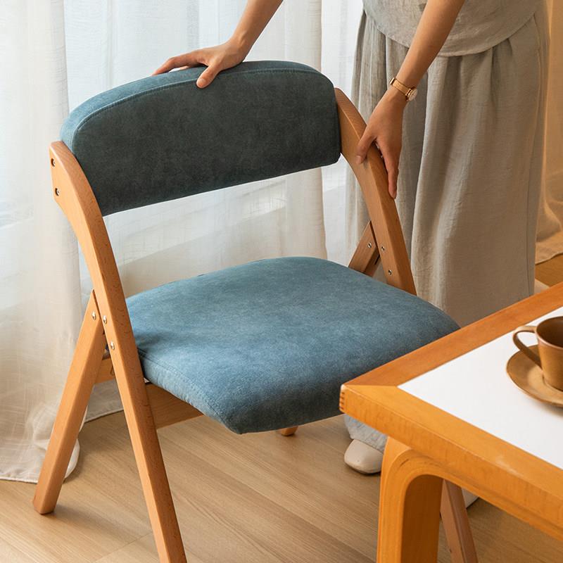 实木可折叠椅子家用靠背北欧椅子餐椅组合会议椅子可叠放老人椅子