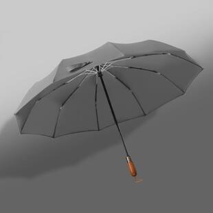 O1Y0R骨双层自动伞简约男士 HSE 商务三折自动伞实木柄礼品 正品