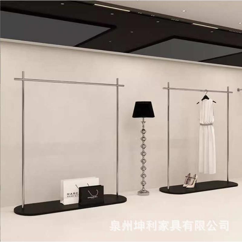 服装店展示架落地式不锈钢黑色挂衣服架子男女装店铺专用陈列货架
