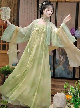新款原创法门寺一片式齐胸唐制汉服印花飘逸元素春夏超仙日常套装