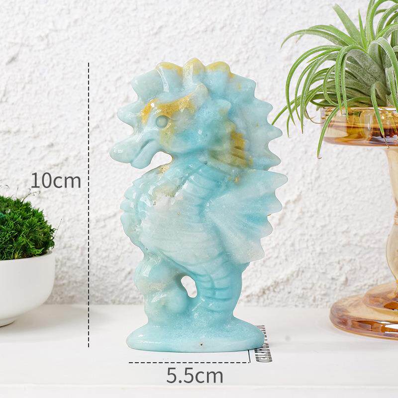 水晶海马雕刻件水晶原石打磨雕刻海马摆件创意家居装饰水晶工艺品