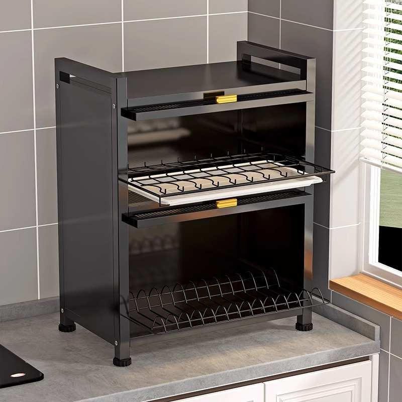 厨房碗柜收纳盒带门防尘碗架台面碗碟收纳架家用碗筷碗盘沥水架子