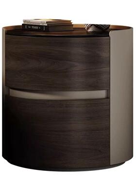 SNAG8816高级圆形现代岩板意式高端极简小户型卧室实木床边柜