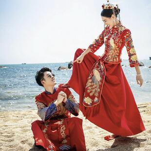秀禾服2026新款情侣套装结婚新郎新娘礼服小个子大码遮肚子喜服