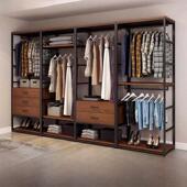 衣柜 店展示架双层开放式 步入式 衣帽架家用卧室带抽屉落地衣架服装