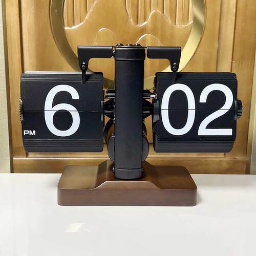 创意翻牌钟欧式自动翻页钟复古简约家居客厅座钟小天平机械翻页钟