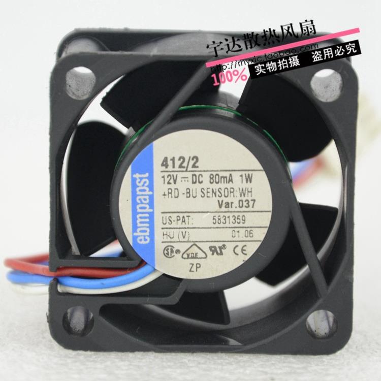 德国papst 4020mm 412/2 DC12V 80mA 1W 风量大耗电小散热风扇+