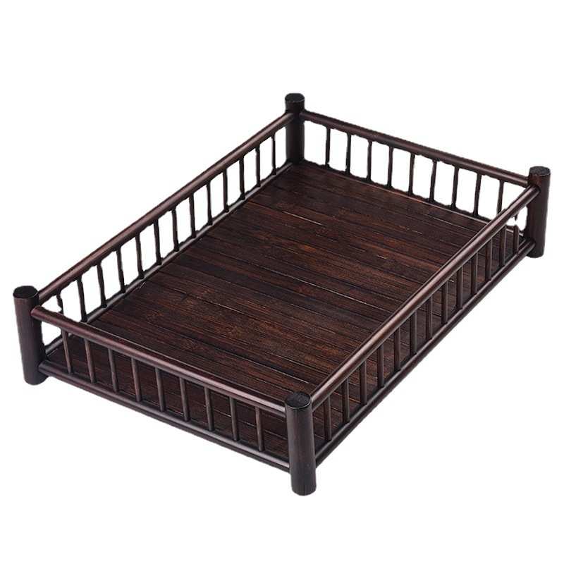 中式竹制茶具收纳盘复古博古架茶棚茶杯架托盘干泡台茶配件