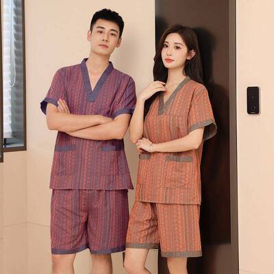 跨境汗蒸服女款胸部双层加肥大码情侣款男款浴服桑拿服足疗按摩推