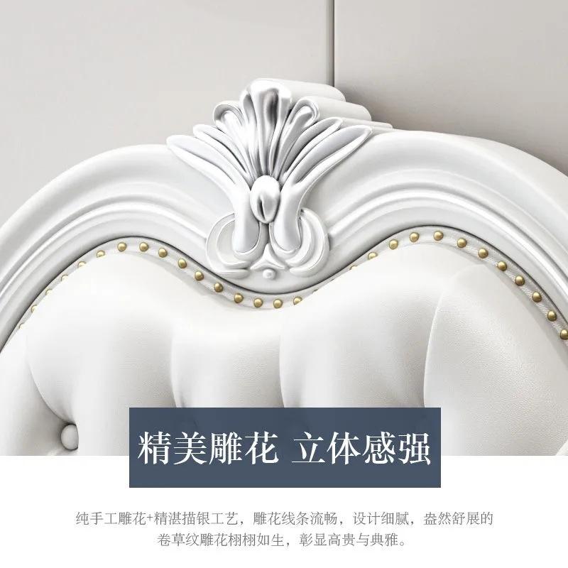 欧式实木床1.8米主卧双人床现代简约软靠白色公主床1.5美式床婚床
