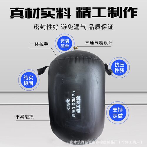 闭水试实道验管道封OQO堵圆形器橡堵胶充气气囊中压漏气囊管堵水