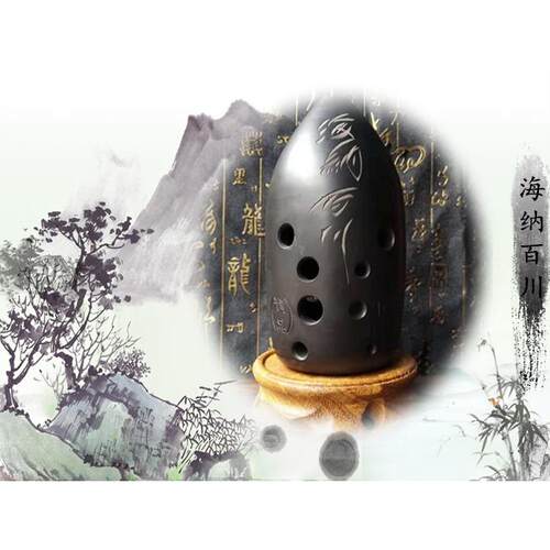 新款黑演梨埙专业奏考级0孔十孔双初学古埙1F调G调成人腔学生笔筒