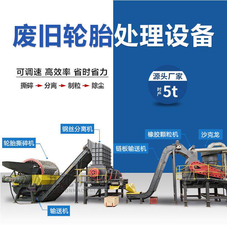 废旧轮胎破碎处理设备橡胶颗粒粉碎机车胎拉丝机钢丝分离机