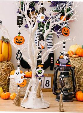 Halloween Pearl String Witch Pumpkin Bat Pendant Funny Terro