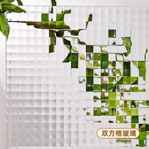 双方格金元格子钢化超白压花玻璃艺术隔断玄关客厅屏风厂家定做