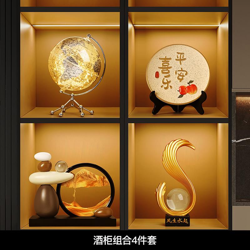 高档时来沙客运转流摆件厅电视柜酒柜轻奢高档男士高级装饰画品办