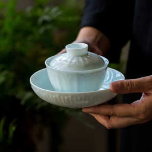 湖田窑薄胎影青釉壶承客用茶点盘水果盘盖碗底托壶托茶道配件茶承