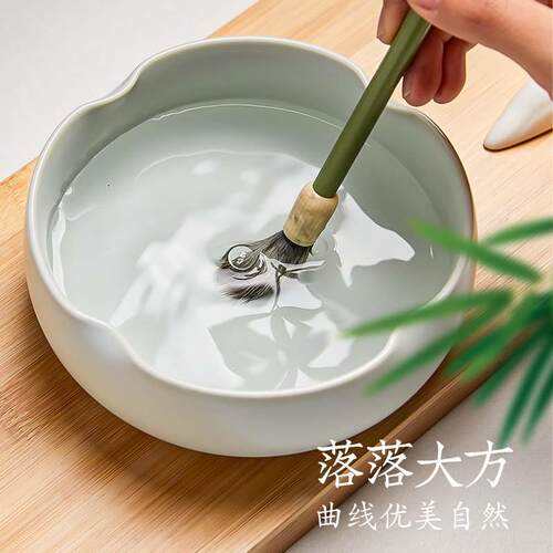 高档六品堂海棠笔盂洗书法陶瓷汝窑多功能洗笔器文画号房四洗笔创