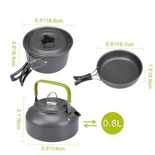 Kit Outdoor Cookware Pots Set Cooking Camping Aluminum