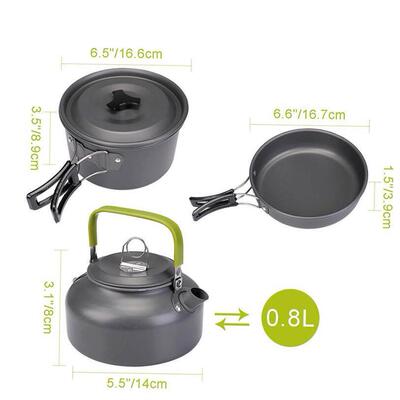Outdoor Camping Cookware Kit Aluminum Cooking Pots Set Wa