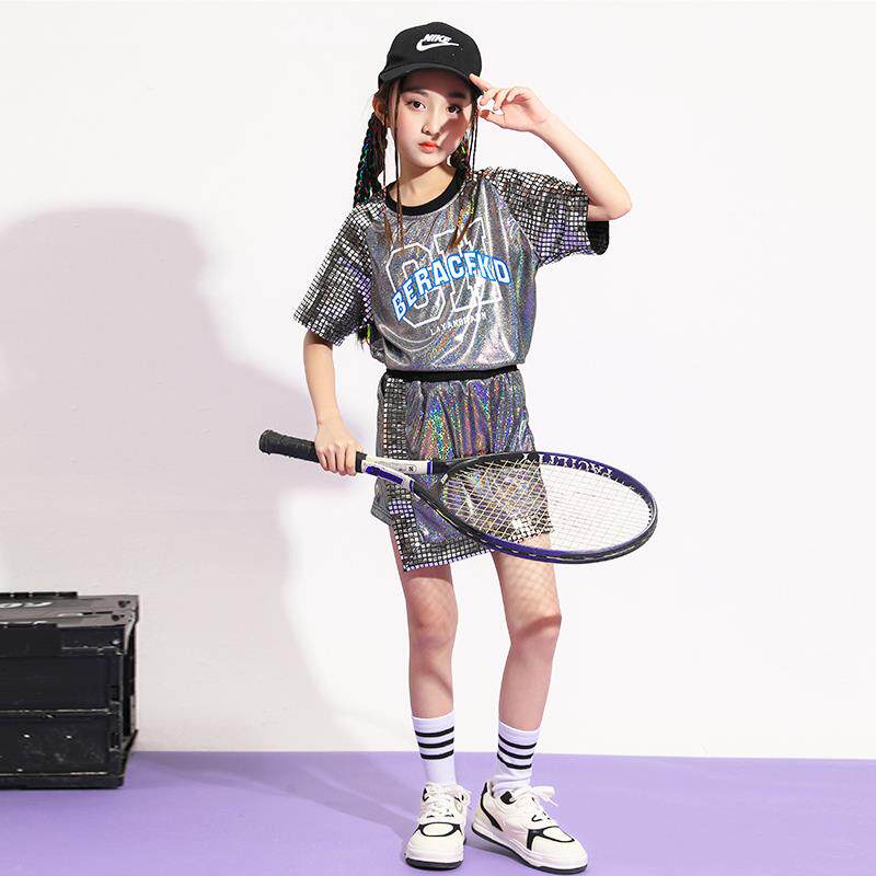 新款街舞童潮服演出亮片男女儿童走舞秀套装爵服士架子鼓酷帅表演图片