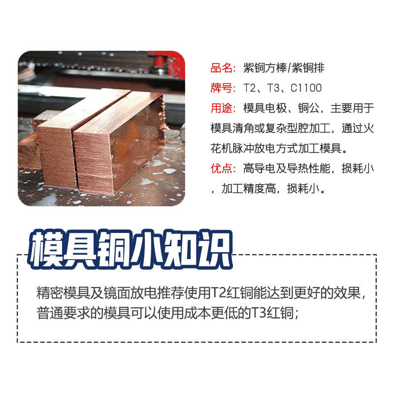 T2紫铜排放电铜棒电极铜公塑胶模具火花机专用电极材料铜块铜板条