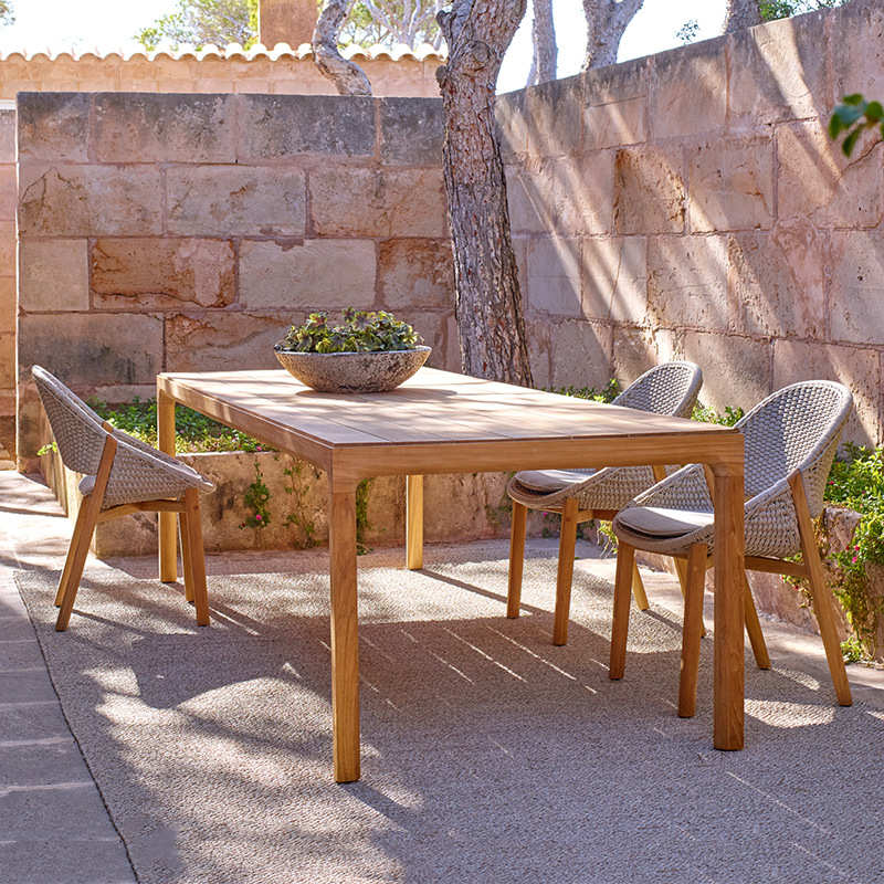 庭院户外桌椅实木绳编椅防腐木餐桌高档室外露天花园休闲藤编桌椅