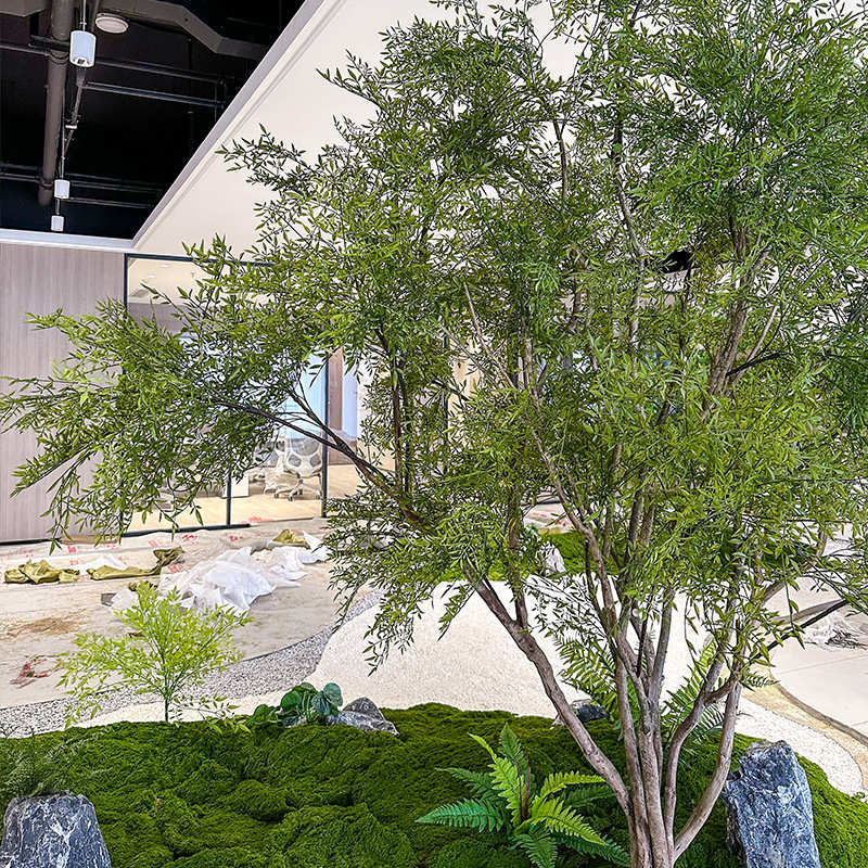 精品南天竹大型仿真假树造景简约仿生绿植橱窗落地南天竹装饰树