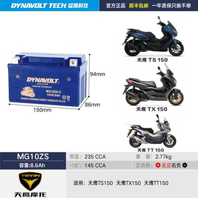 天鹰TX150 TS150 TT150 TT250原厂MF12V7-1A踏板机车通用电瓶
