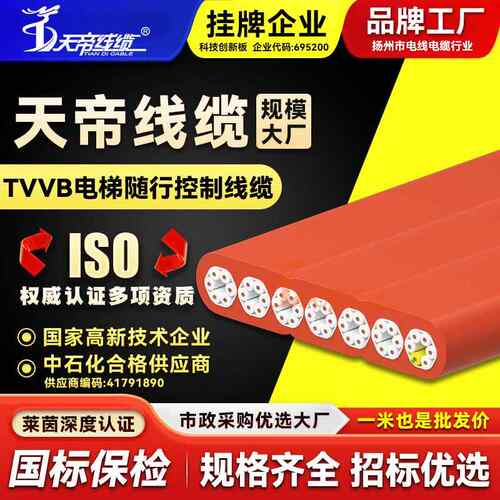 天帝TVVB电梯随行控制线缆梅花形起重机升降梯行车吊车扁平电缆线