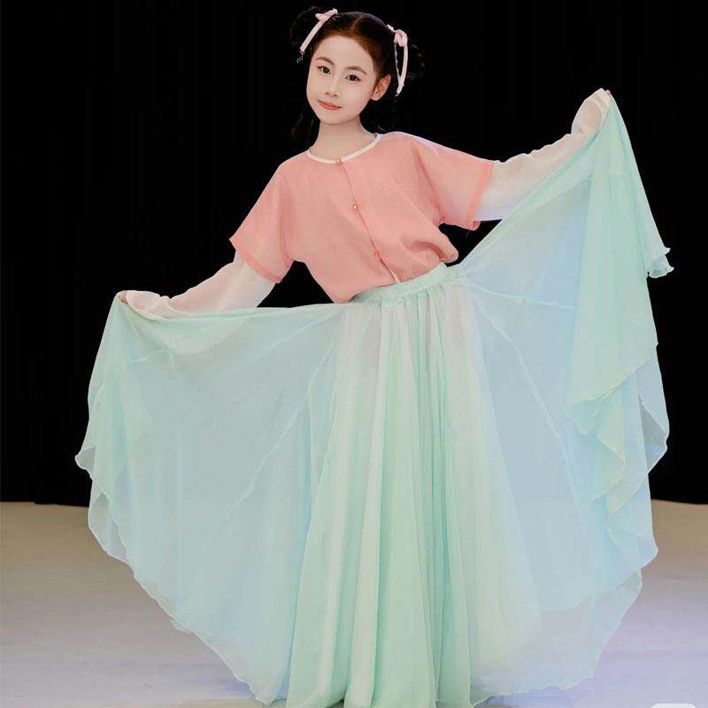 江南少女古典舞演出服女童中国风舞蹈服少儿春三月胭脂妆表演服装