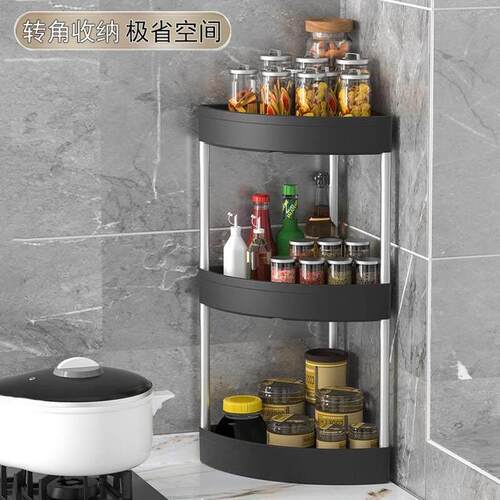厨房多功能置物架台面墙转角调料品墙角收纳架三角调味罐架子kj5