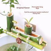 古鱼缸水循环陶瓷圆滤加氧系统竹流水摆件养鱼水泵喷泉