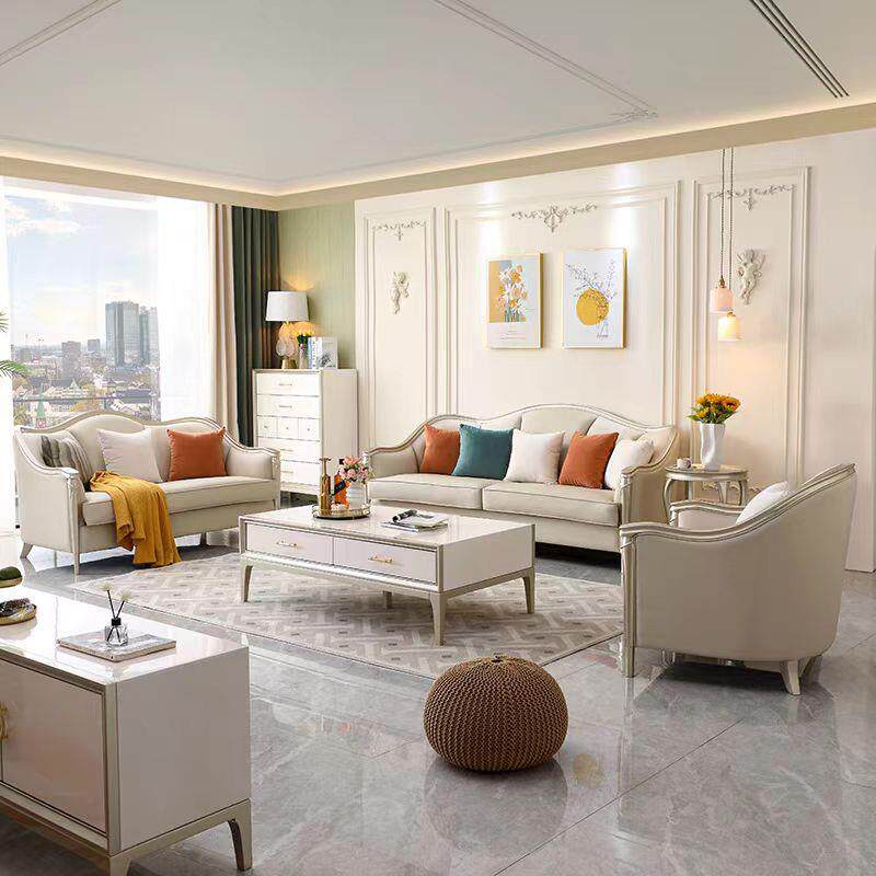 美式轻奢沙发实木皮艺现代简约高档奢华大组合大户型皮革饰面