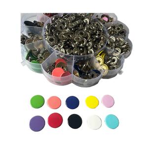 831 新款 直销跨境盒装 彩色四合扣10色 工具按 633大衣羽绒服送安装