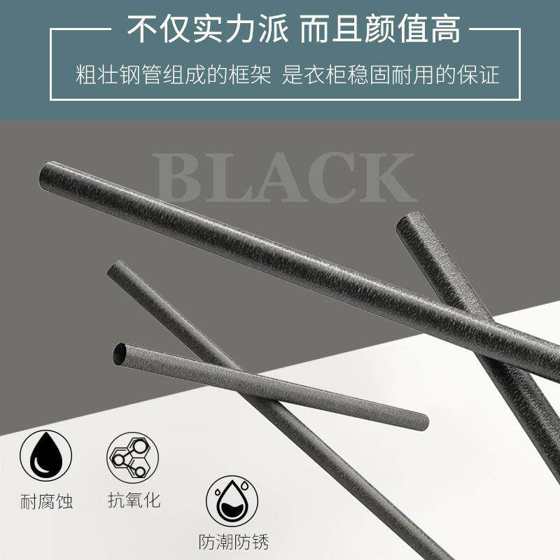 布衣柜钢管加粗超加固装衣架简易非实木架大BDM组收纳无纺布衣橱